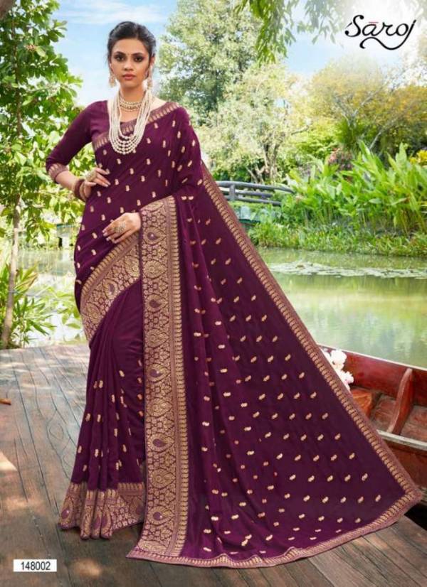 Saroj Jyotika Vichitra Silk Festive Wear Designer Wedding Saree Collection at Wholesale Price